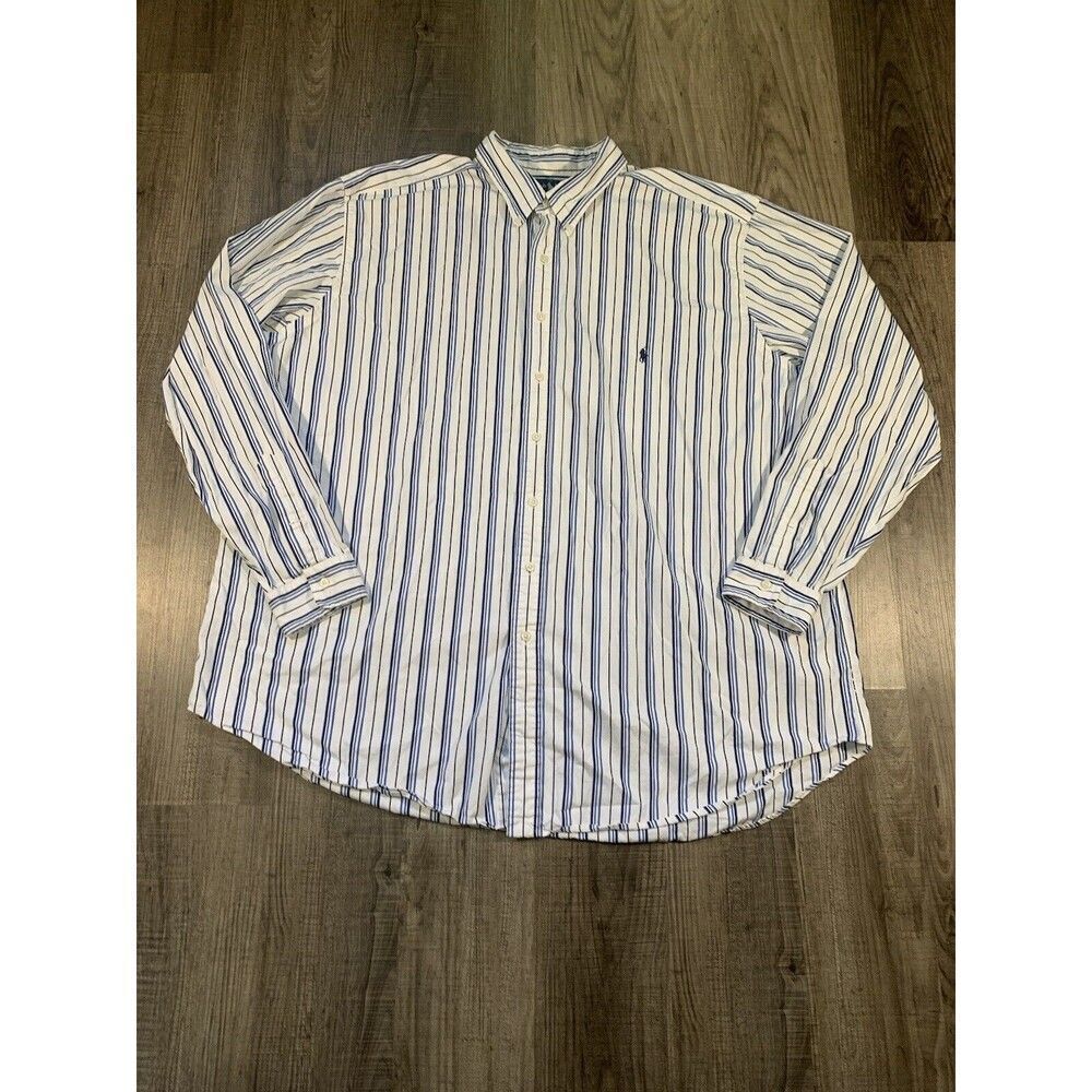 Polo Ralph Lauren Classic Fit Green Striped Oxford Shirt Mens 3XLT TALL Long Slv